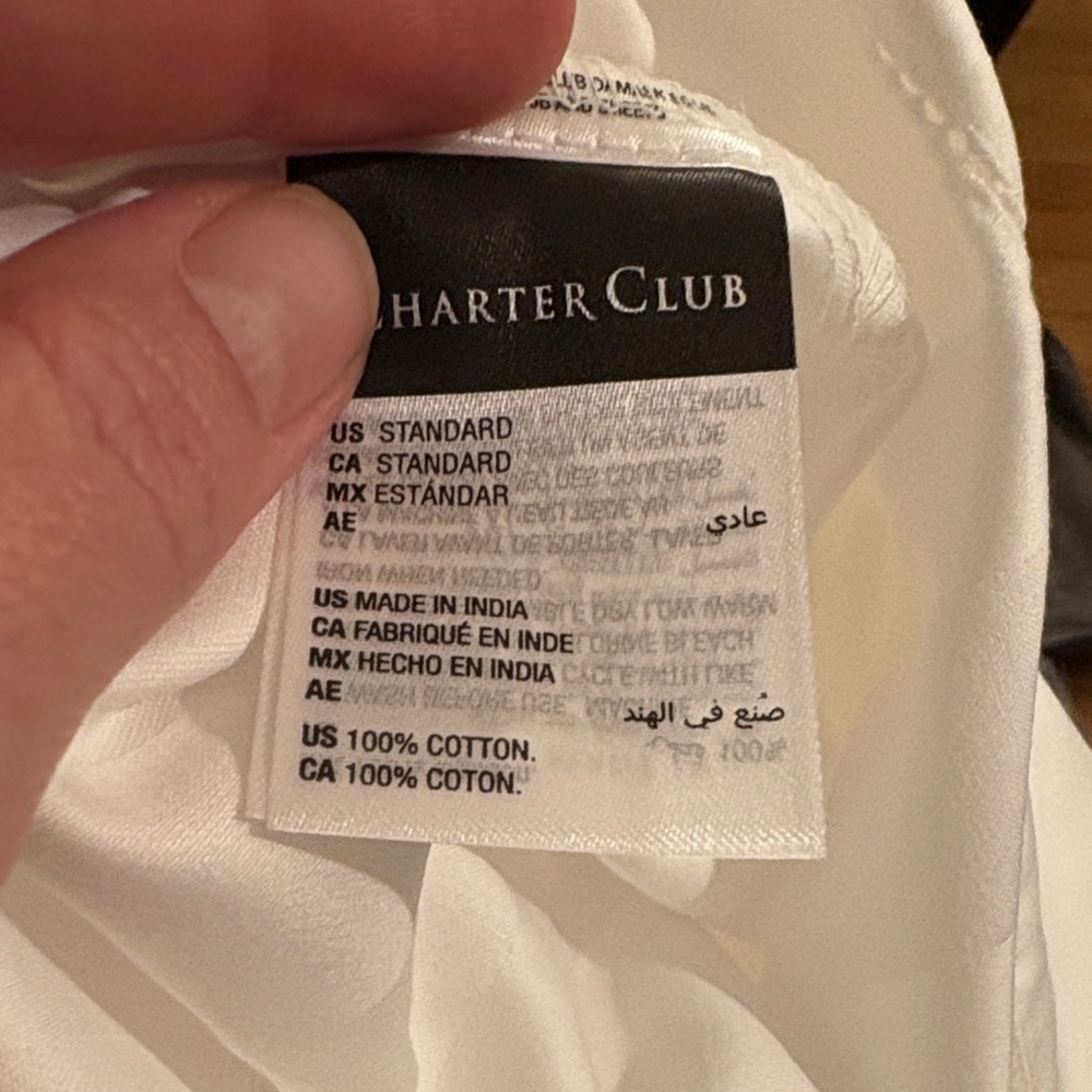 New Charter Club Classic White Cotton Top pillowcases